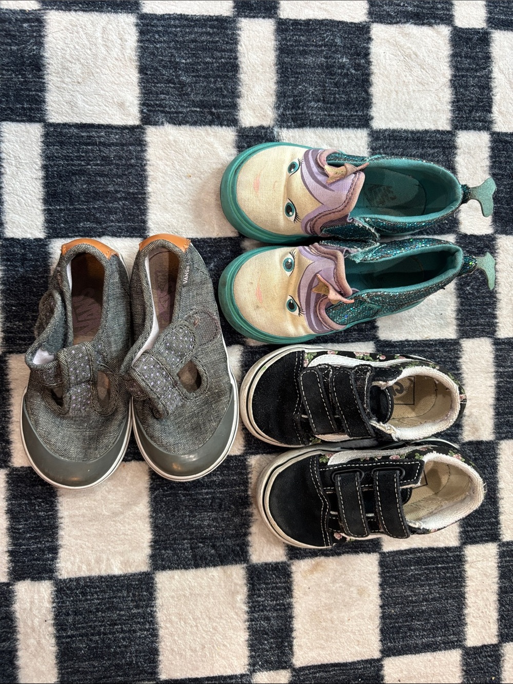 Vans Teal Mermaid Face Slip-On Kids Sneakers